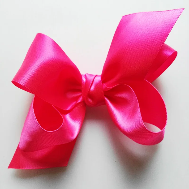 hopt pink 2 шт., 5 дюймов, атласные шпильки ленточный бантик, большой ободок для волос, банты для украшения для волос для девочек, детские заколки для волос, Аллигатор - Цвет: hopt pink