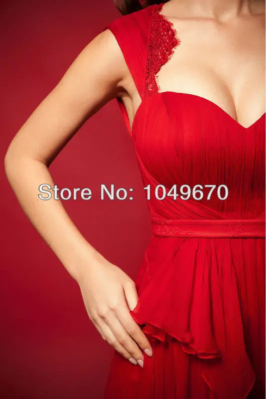 Free Shipping 2014 Special Occassion Red Cap Sleeves Sweetheart Prom Evening Dress Formal Long Party Dresses N102 | Свадьбы и