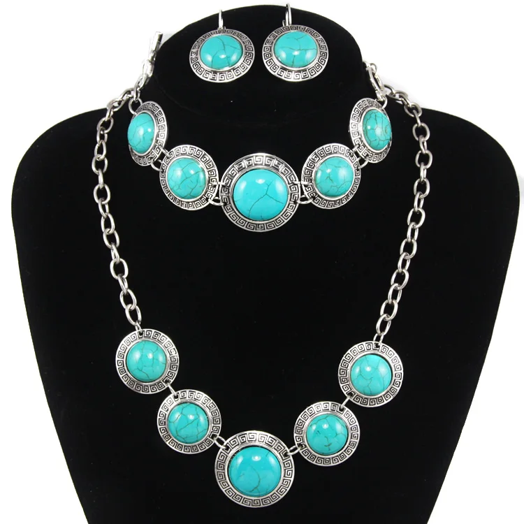 Женский комплект украшений FLOLA серьги и ожерелье в винтажном стиле из синего