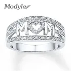 Modyle Love Mom (Я люблю маму) розовое золото Цвет кольца для женщин, блестящее циркониевое Ювелирное кольцо со стразами на день матери, подарок на день рождения