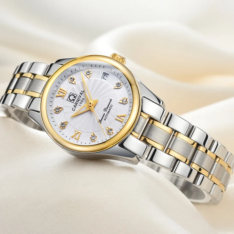 Карнавальные Роскошные автоматические часы модные женские механические