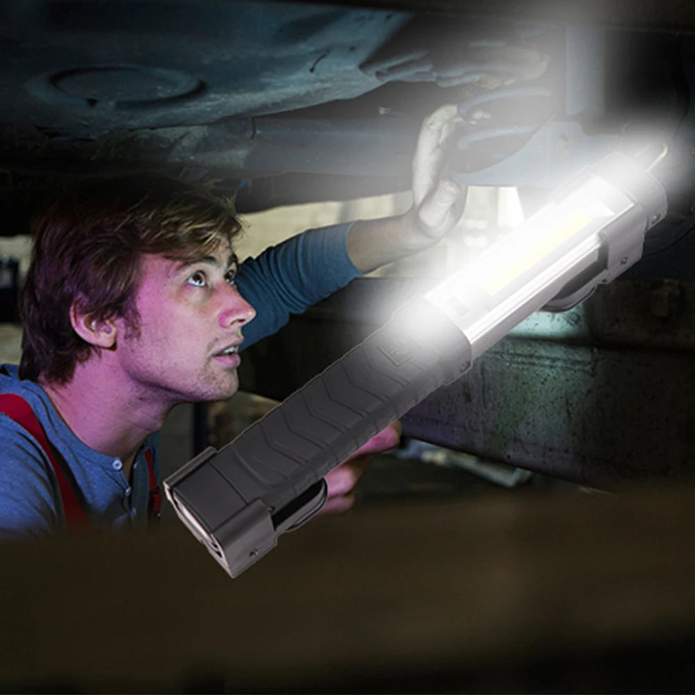 

Magnetic LED Flashlight USB Rechargeable Torch COB+LED Work Light with Hanging Hook Portable Light for Repairing
