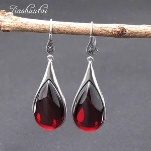 Женские винтажные серьги JIASHUNTAI, серьги из тайского серебра 100% пробы с натуральными камнями, ювелирные изделия из тайского серебра 925 пробы
