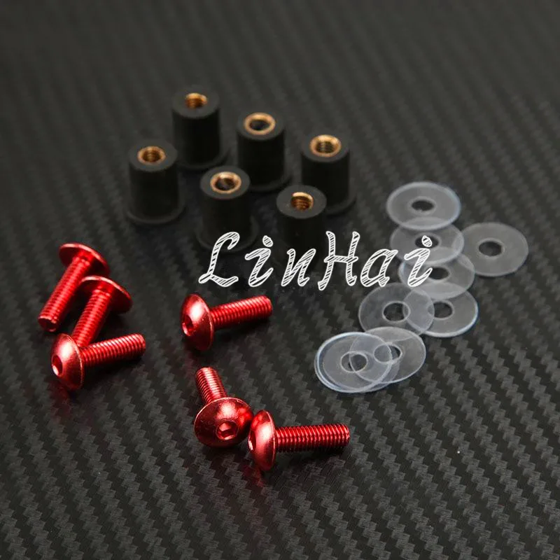 6 X Красный CNC M5 5 мм Комплект болтов для лобового стекла крепежные гайки|bolt kit|5mm