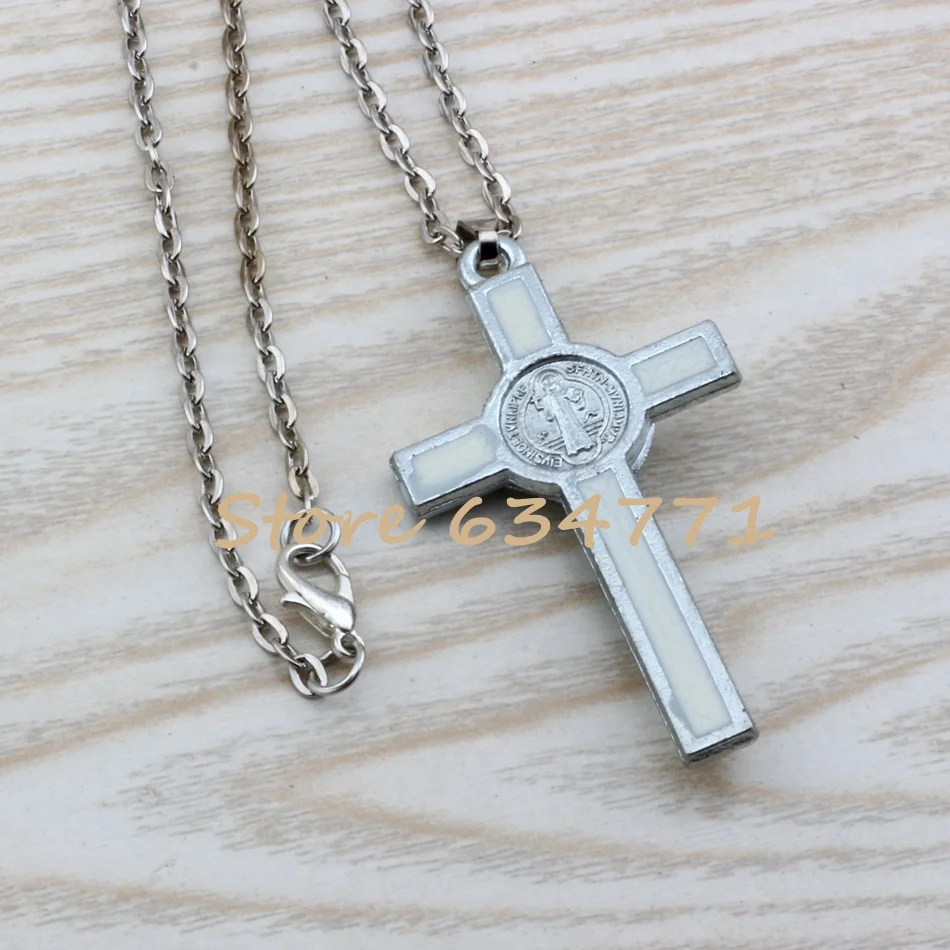 Хит! 1 шт. распятие инри белая эмаль орден Святого Бенедикта крест религиозная