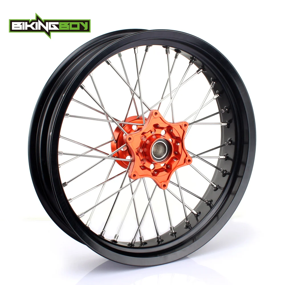 BIKINGBOY 3.5*17" 5.0*17" for KTM SX MXC XC GS SXS EXC XCW EXCF SXSF XCG 125-540 Front Rear MX Supermoto Orange Wheels Rims Hub |