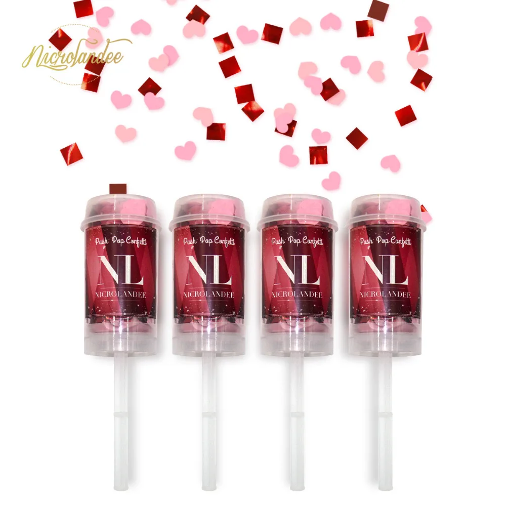 NICROLANDEE розовое сердце красный фольга посыпать Push Pop пускатели Конфетти Свадебные