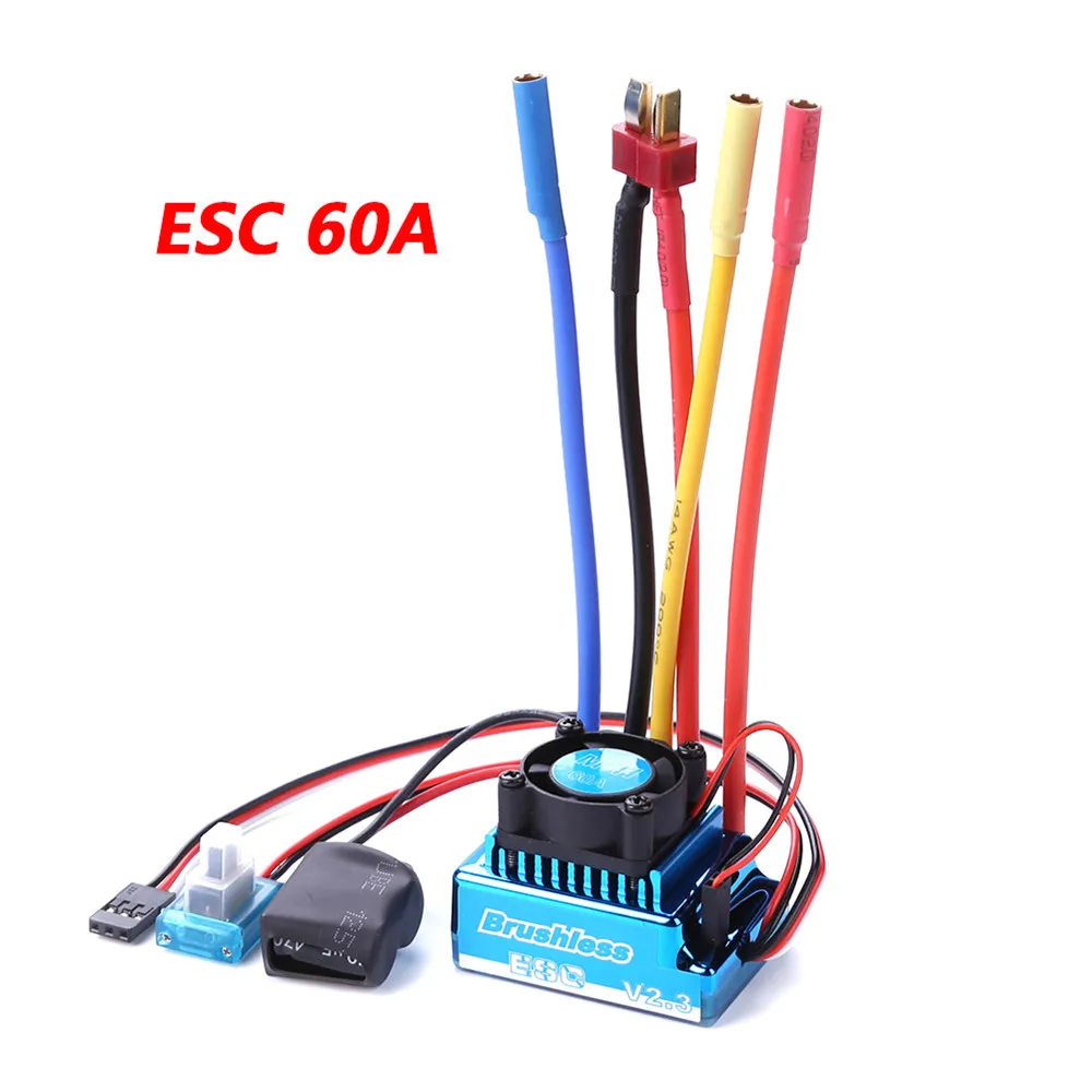ESC 60A Водонепроницаемый 3650 3900KV бесщеточный двигатель 45A 60A 80A 120A ESC программист карты комбо набор для RC barco parte 1/10 1/12 RC автомобиль грузовик - Цвет: ESC 60A