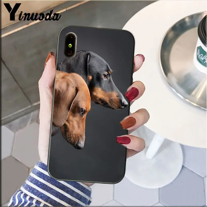 Yinuoda такса силуэт ТПУ чехол для телефона с изображением на задней панели Apple iPhone 8 7