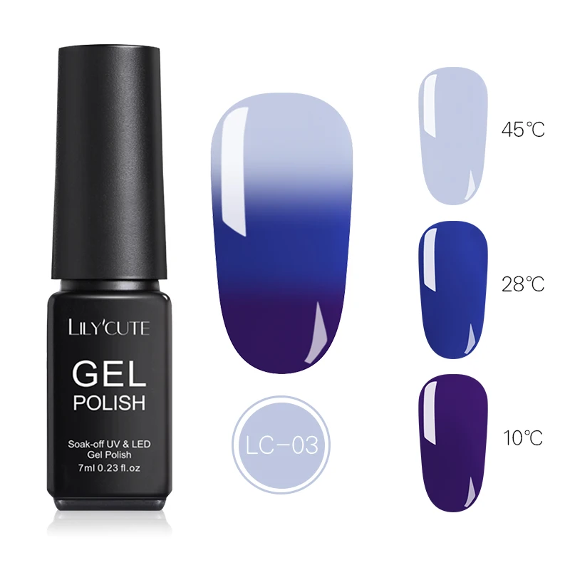 3 Colors LC-03 LICYCUTE 7 мл термальный Гель-лак для ногтей Блеск изменение температуры замачиваемый УФ-гель лак стойкий лак для ногтей - Цвет: 3 Colors LC-03
