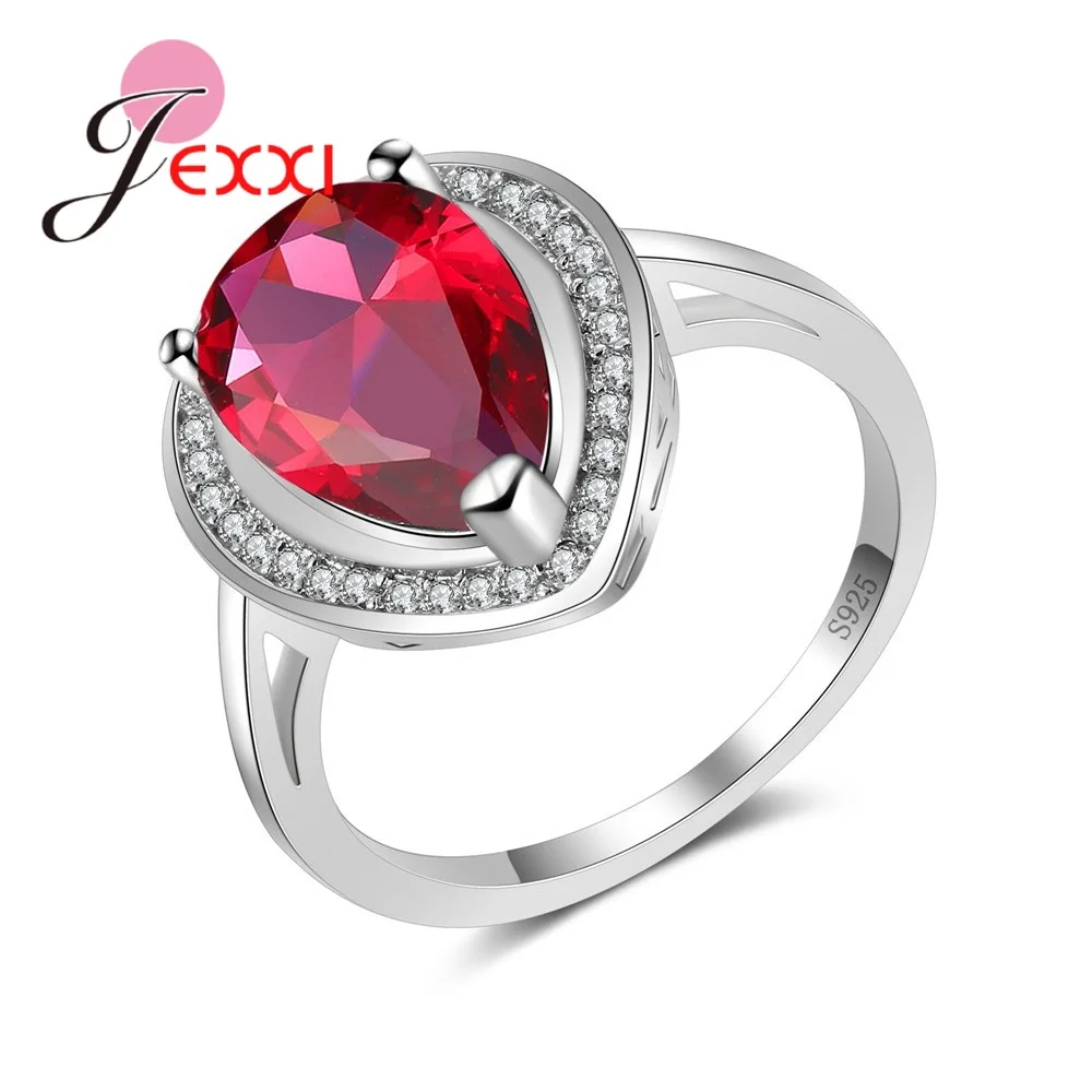 

Women Classic Water Drop Crystal Rings Bague Bijoux Fashion Wedding Engagement Silver Finger Ring Bands Jewelry