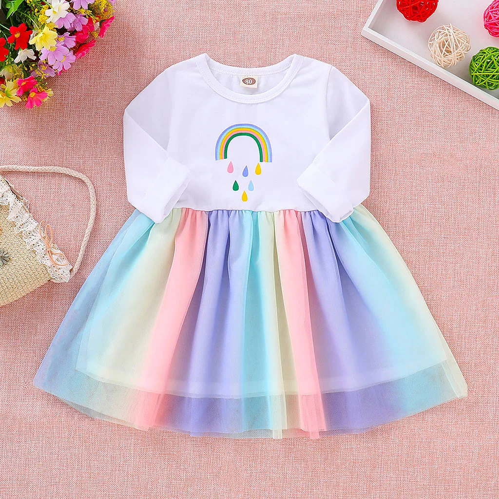 Платье для девочек праздничное платье-пачка принцессы с длинными рукавами и