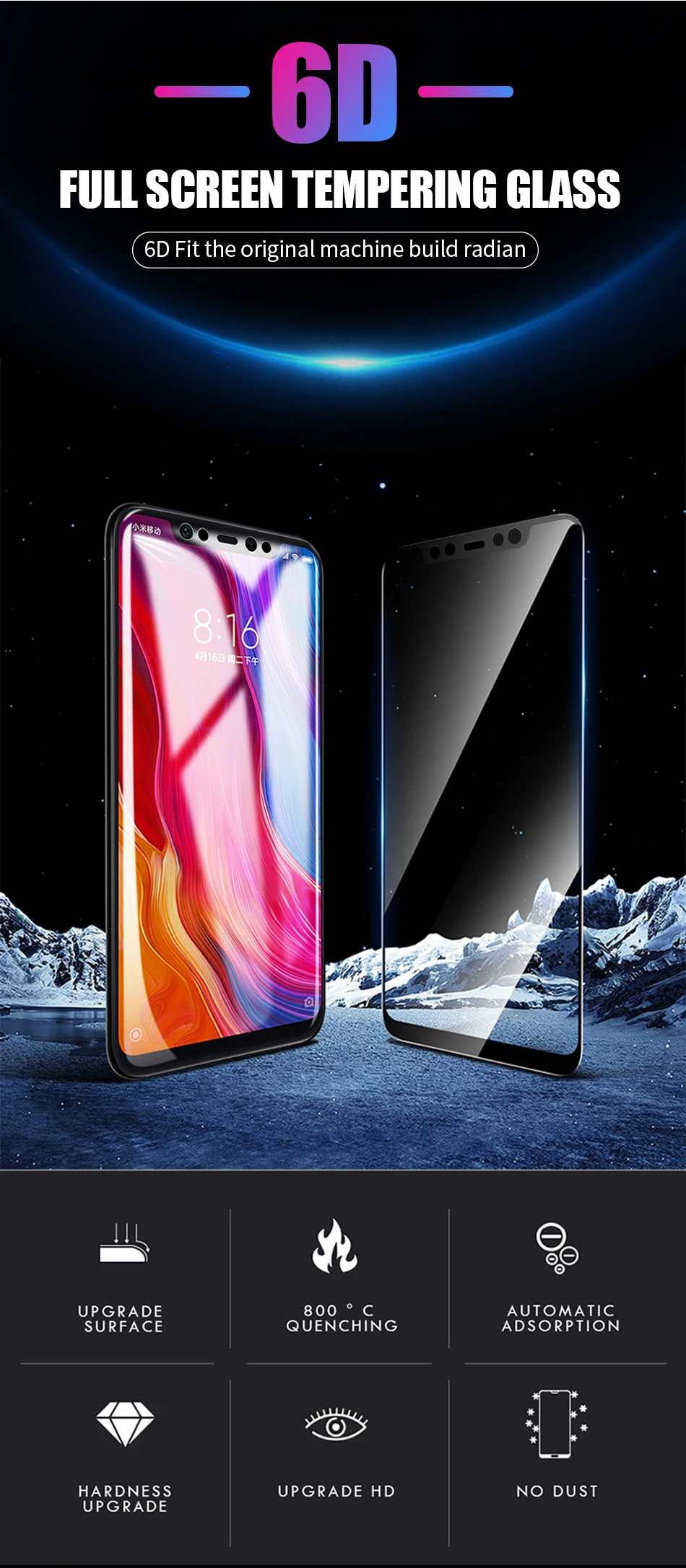 6D полная клейкая Обложка из закаленного стекла для Xiaomi Redmi Note 8 Pro mi A3 9 Lite CC9E CC9 Защитная пленка для экрана