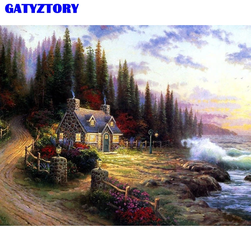

Frameless Fantasy Rural DIY Painting By Numbers Modern Wall Art Canvas Painting Hand Painted For Home Decor 40x50cm Artworks