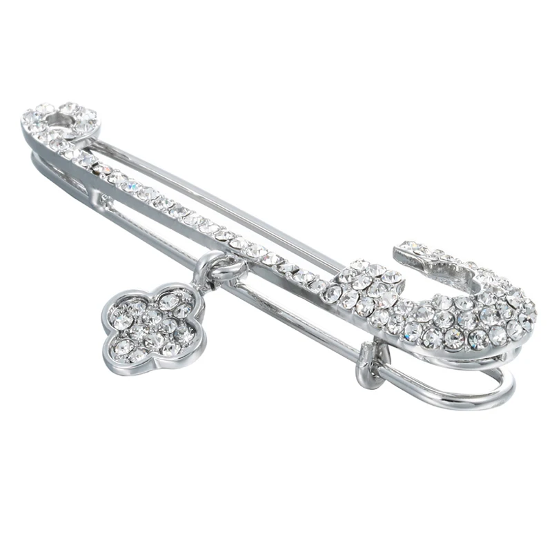 Siirola Vogue простой Для женщин Silver-цвет брошь ювелирные изделия Rhinestone Клевер шарф