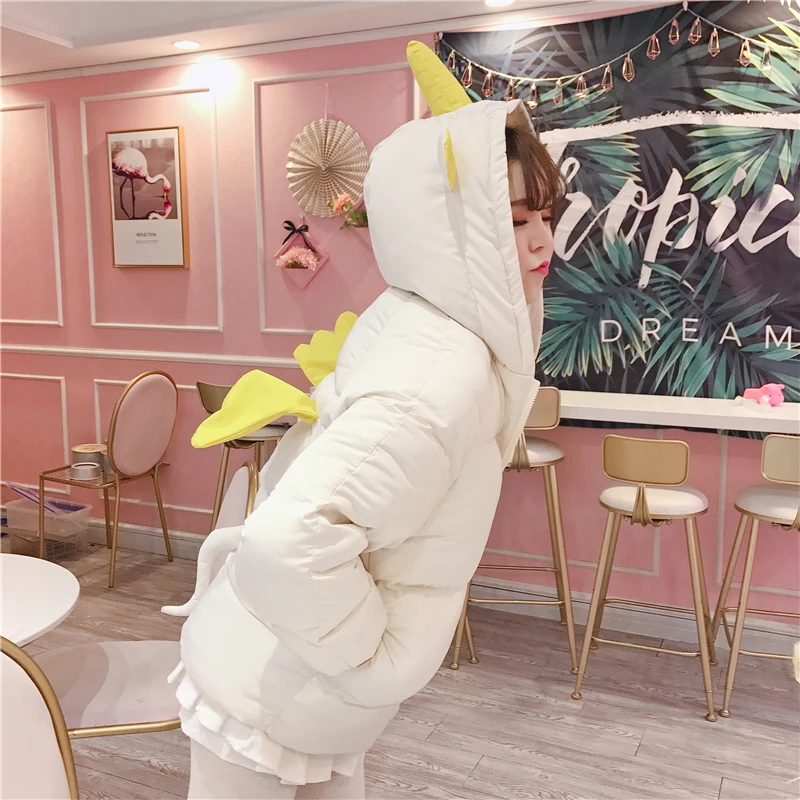 Princess sweet lolita parkas Super cute little yellow duck with flying wings fashion and adorable slim XH053 Женская одежда