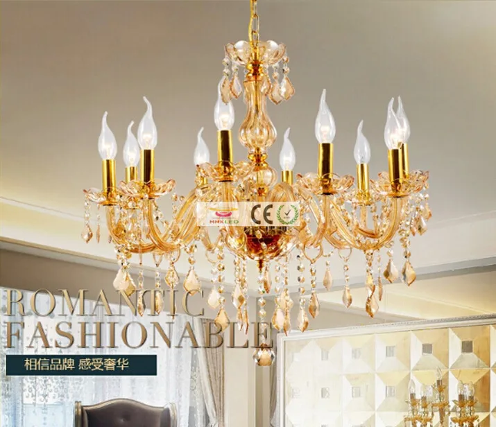 

Modern Gold/transparent Crystal candelabra Chandelier Lamp With 8 Arms For Dining Room And Bedroom Lighting AC110-240V