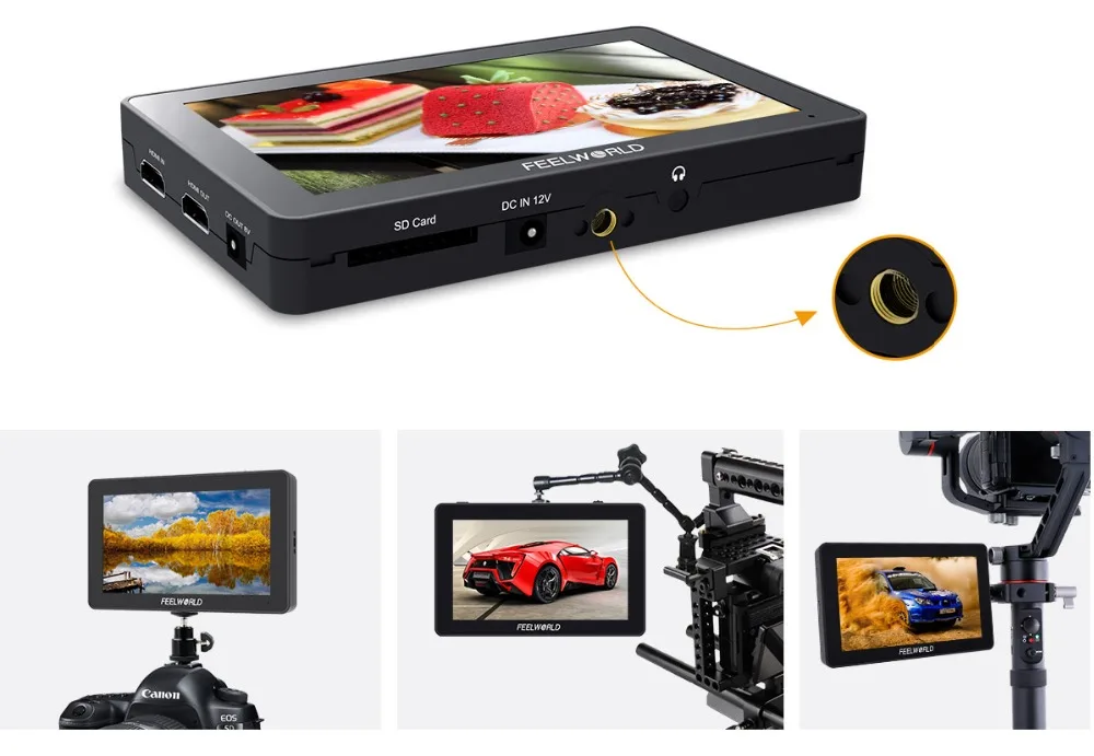 FEELWORLD F6 PLUS монитор с сенсорным экраном 5,5 дюймов на камеру DSLR полевой монитор 3D LUT 1920x1080 4K HDMI видео камера монитор