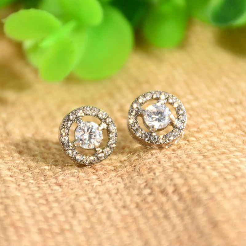 

ES2112 Simple Temperament Earrings For Women Crystal Rhinestone Stud Earrings Bridal Fashion Wedding Jewelry Engagement Gifts