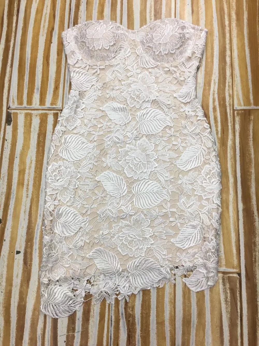 

High Quality Summer Floral Lace Bandage Dress Women Strapless MIni Club Dress Celebrity Evening Party Dress Vestidos T-1