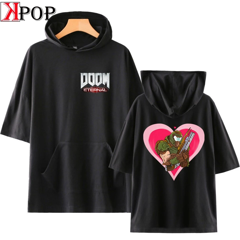 LUCKYFIRDAYF Doom Eternal толстовки с коротким рукавом летняя футболка оверсайз одежда мода