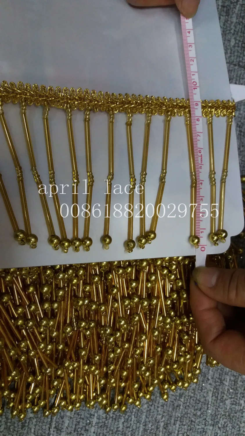 10 ярдов ширина 9 см Золотая лента с бисером кисточка бахромой для