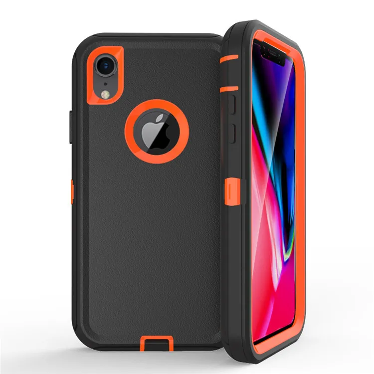 Black orange Defender Case For iPhone7 6 Plus 8 plus PC+ Silicone TPU Military Anti Shock Camouflage Armor Case For iPhoneX Max XR 11Pro Max - Цвет: Black orange