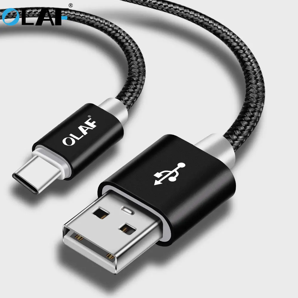 OLAF USB Type C Cable Fast Charging Smartphone Android Data Sync Transfer Charger Nylon Cord for Samsung Galaxy S9 S8+ Note 9 8