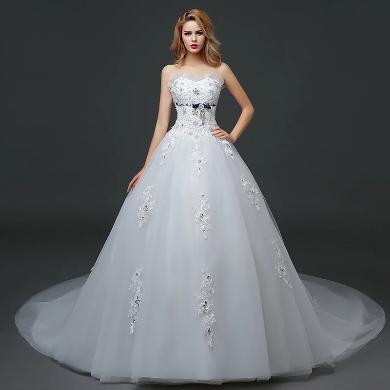 Vivian's Bridal 2018 Милая часовня Поезд женское свадебное платье с вырезом на спине