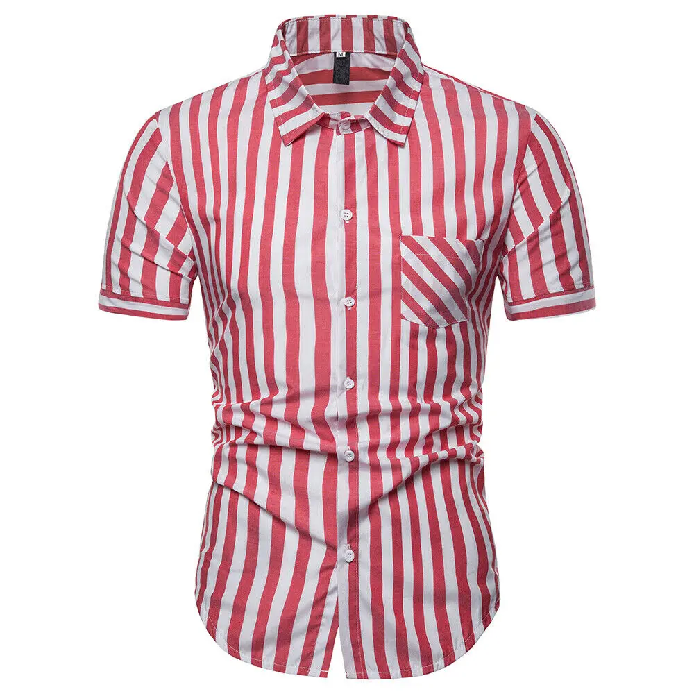 New Fashion Sale Simple Men's Striped Short Sleeve Lapel Slim Fit Po-lo Shirts Tops Gentlemen Summer Daily Casual Clothing S-XXL | Мужская