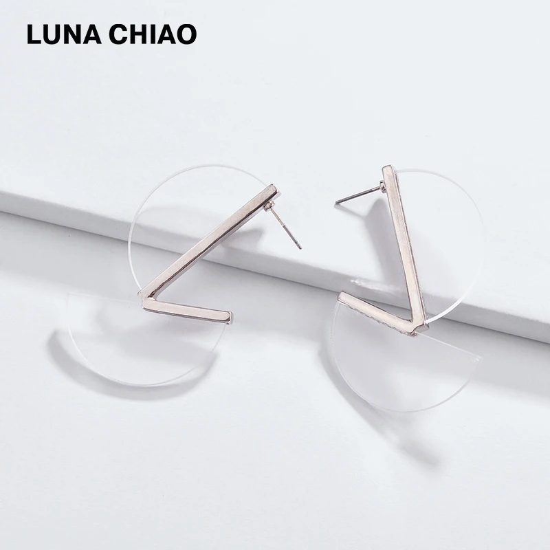 Женские Модные полукруглые серьги из акриловой смолы LUNA CHIAO черные прозрачные