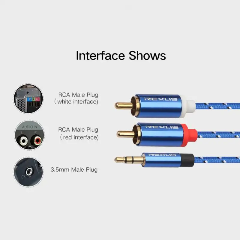 Кабель RCA REXLIS 2RCA на 3 5 аудиокабель мм AUX кабель для DJ усилителя сабвуфера