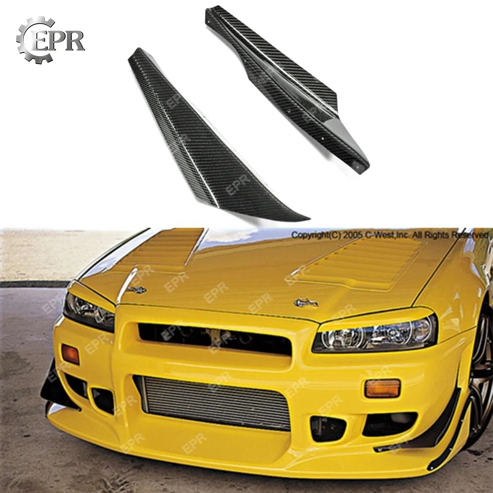 Для Nissan Skyline R34 GTR углеродное волокно передний бампер Canard Набор Боди Комплект Авто