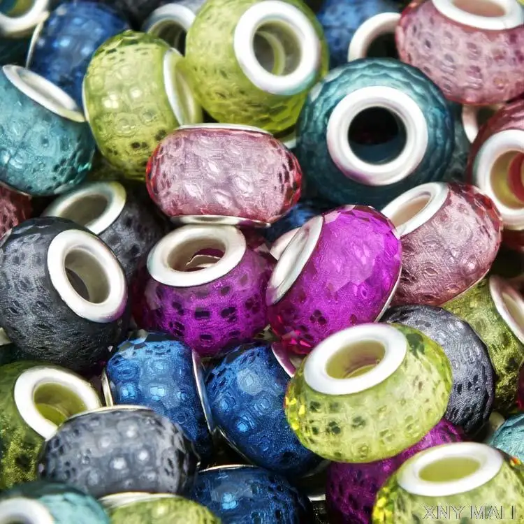 Бусины шармы пластиковые с большим отверстием 14 мм 10 шт.|charm beads|beads fitbig hole |