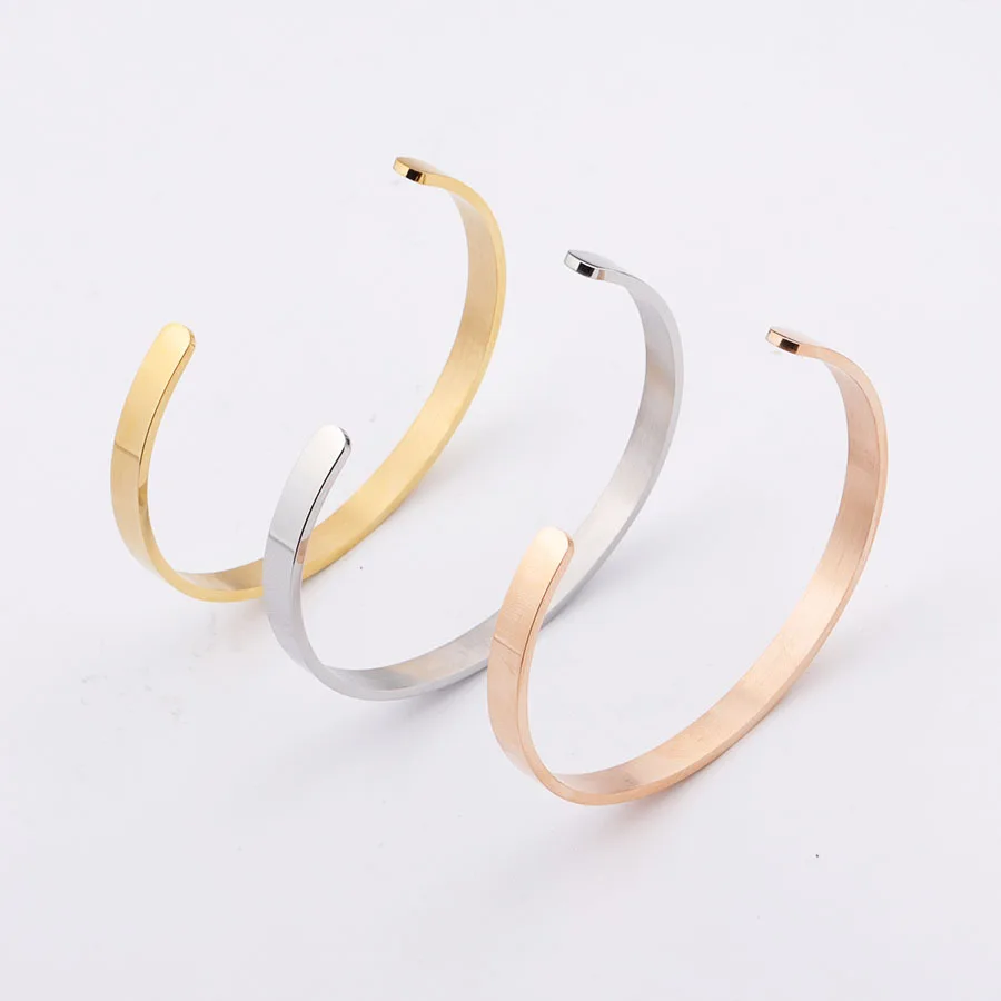

Fnixtar Stainless Steel C Bangle DIY Engravavle Blank Open Cuff Bangle 2mm Thickness 6mm Width Inner Dia 65mm 10piece/lot