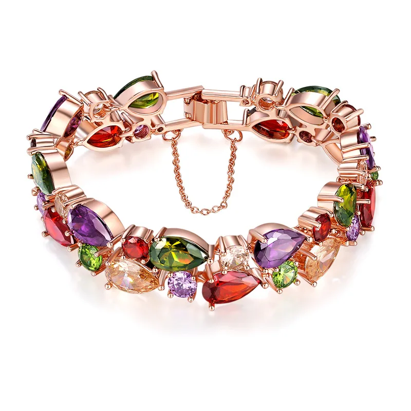 

Color Zircon Bracelet Colorful Rose Gold Bracelet bangles 3 size