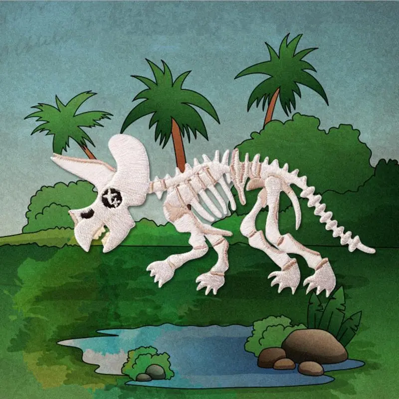 Утюжок на заплатках одежда Сделай Сам динозавр окаменелый череп вышитые патчи