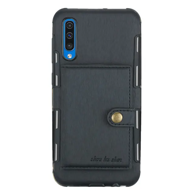 Черный Матовая ткань флип для Coque samsung A50 чехол A20 samsung A70 чехол слот для карт кошелек чехол на заднюю панель телефона для Samsugn Galaxy A30 крышка A10 - Цвет: Черный