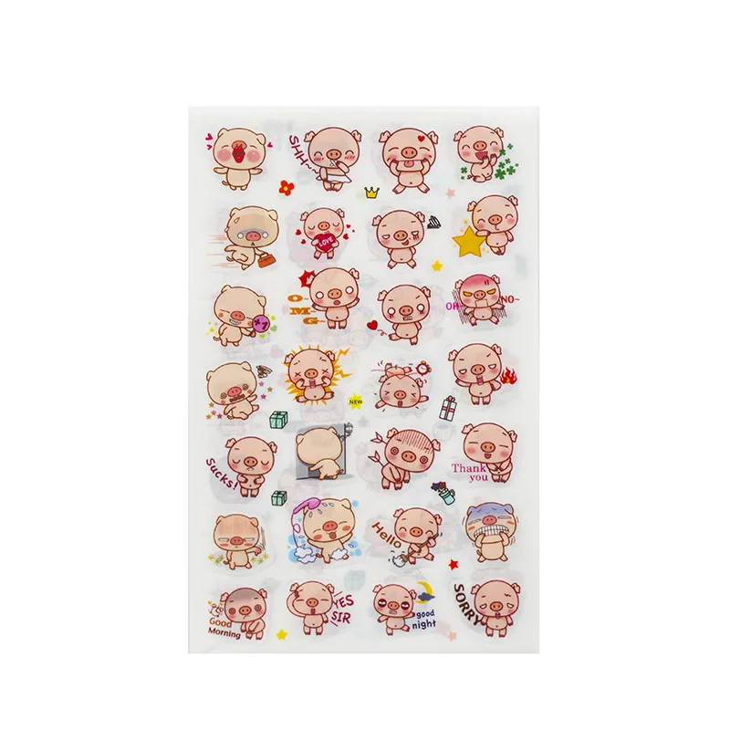 6 листов/партия Kawaii мультфильм поросенок ПВХ канцелярские наклейки милый