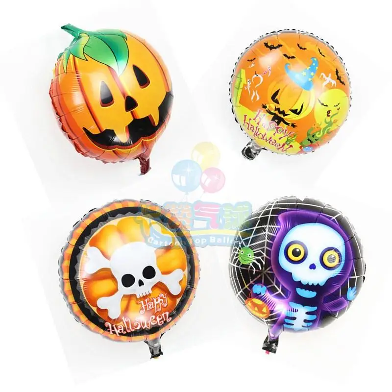 

10 шт./лот 18 дюймов Хэллоуин скелет голова тыквы воздушный шар алюминиевый наполнитель globos Хэллоуин украшение шары детская игрушка оптовая п...