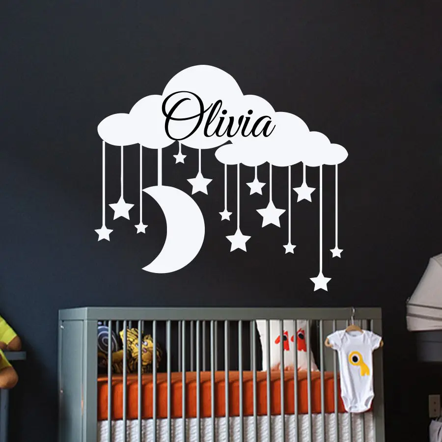 

Clouds Vinyl Wall Stickers Personalized Names Baby Nursery Wall Sticker Waterproof Wall Art Decal Removable Decoration SA114B