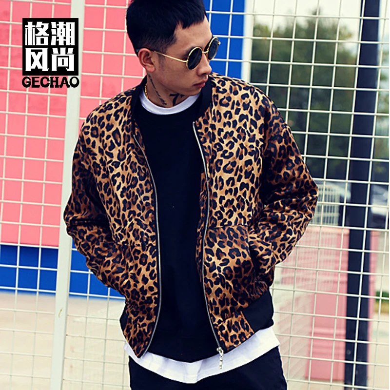 

M-6XL!!!Classic leopard print broadshoulder baseball jacket trend personality hip hop jacket nightclub bar hairdresser.
