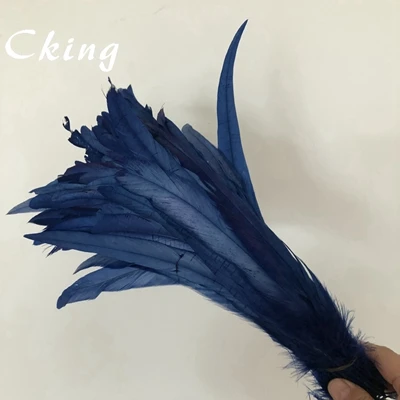 royal blue 100 шт 25-30 см натуральные окрашенные темно-синие петушиные хвосты перья куриное перо шлейф для рукоделия/платье/украшение для карнавальной вечеринки - Цвет: royal blue