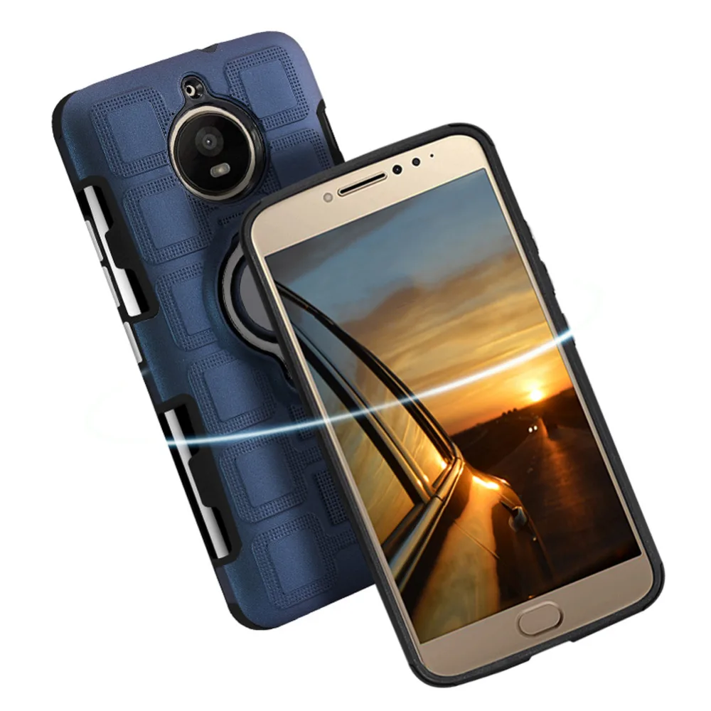 Phone Cases 2 in 1 for Motorola Moto G5s Plus Shockproof TPU+PC Stand Case Magnetic Adsorption w/ Finger Ring Back Cover |