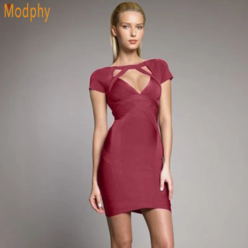 2018 women sexy cut hollow out rayon elastic bodycon short sleeve mini hl club party celebrity bandage dress drop ship HL1952 | Женская