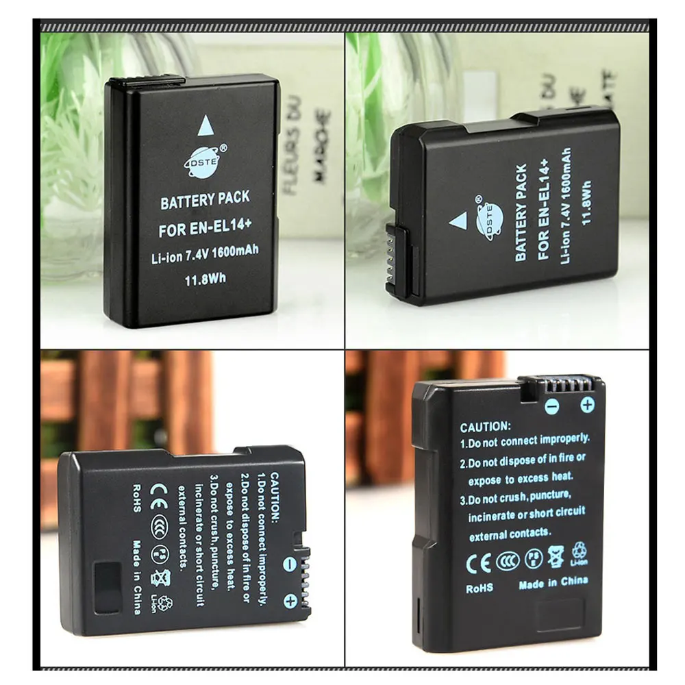 2 шт 1600 mAh декодирования EN EL14A EL14 ENEL14 Батарея для Nikon D3100 D3200 D3300 D3400 D3500 D5600 D5200 D5100 P7100 +