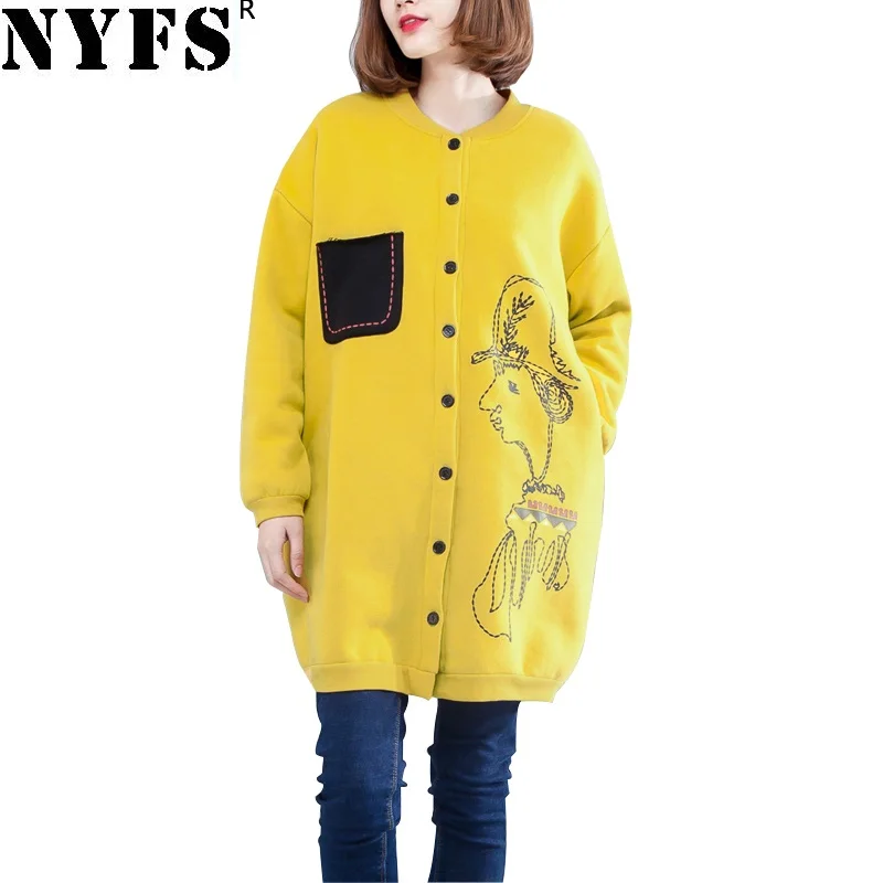 

NYFS 2021 New Winter Woman Loose Plus velvet Thickening Long Overcoat Female Outerwear Oversized Hooded Zipper