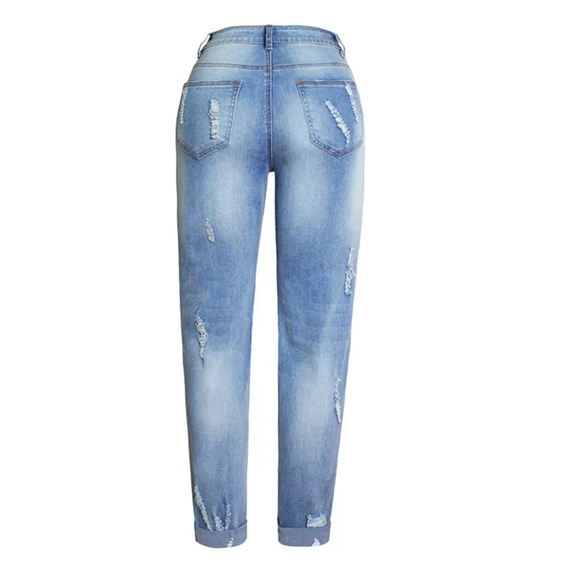 Вышивка цветочные 3D женские джинсы эластичные свободные рваные до икры длина