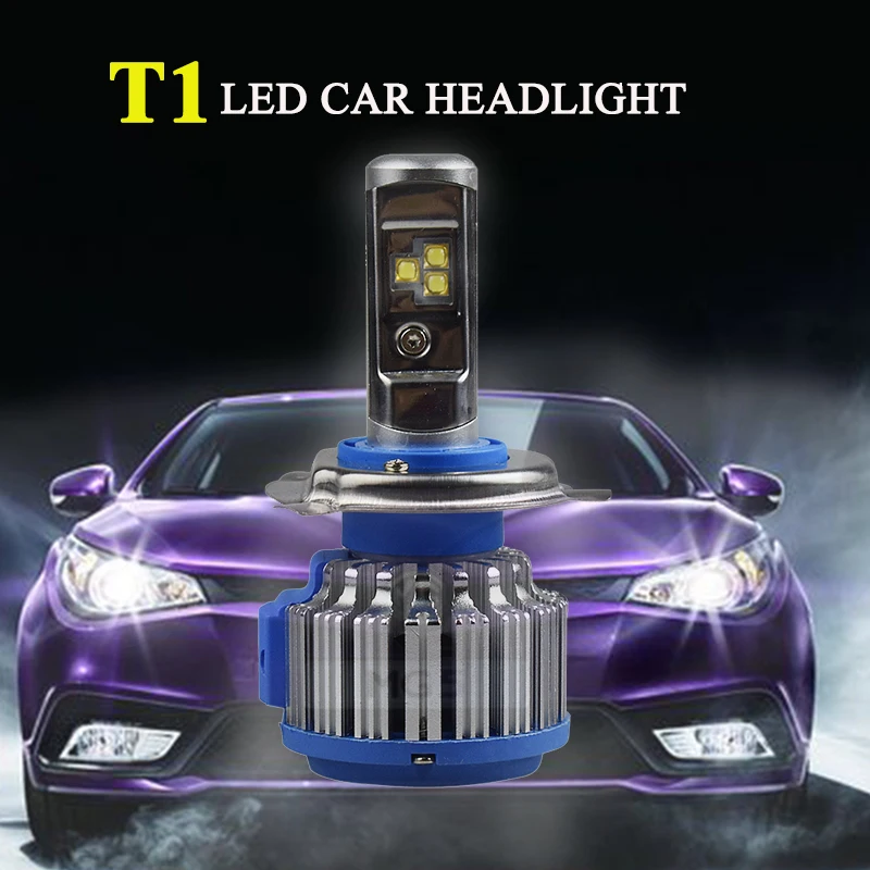 JSLMin 2 шт. серия T1 Turbo светодиодный лампы для автомобильных фар H1 H4 H7 автомобильный
