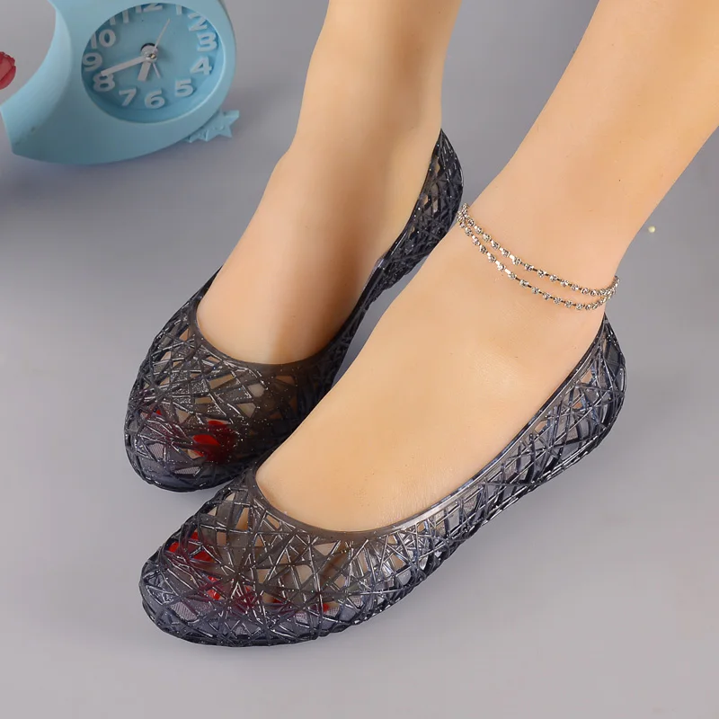 Летние модные пластиковые сандалии из ПВХ с кристаллами прозрачные пляжные